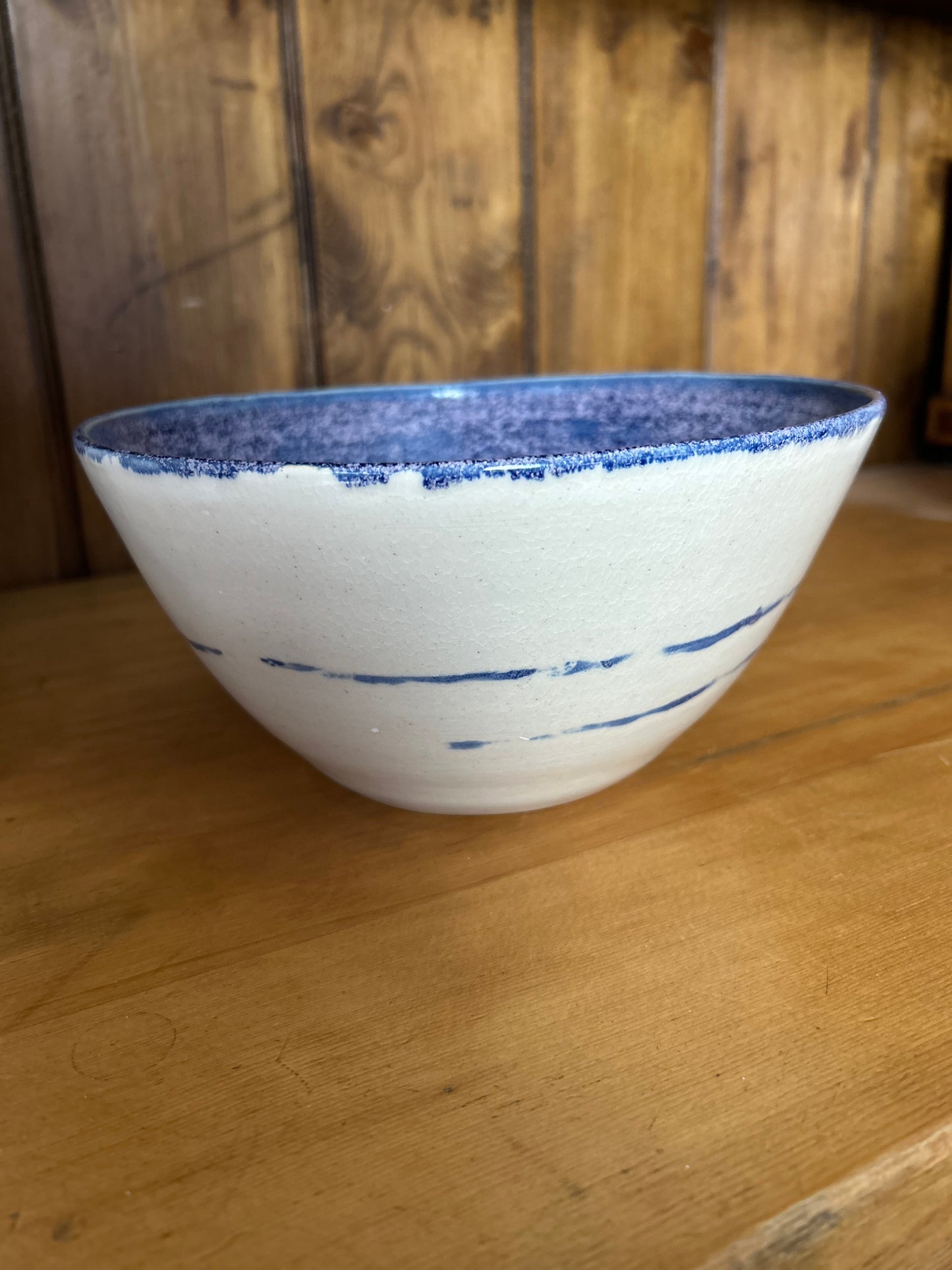 Mottled Blue Serving Bowl Large
