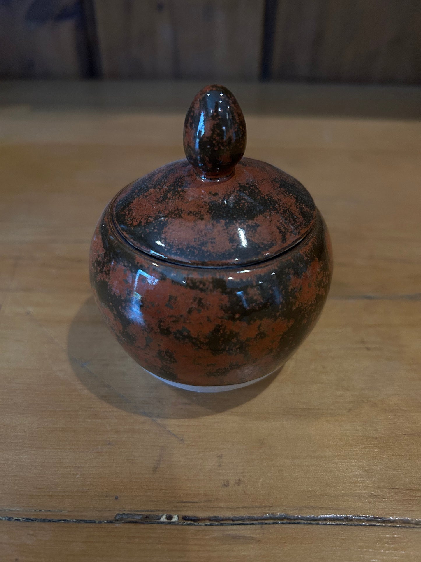 Mottled Brown Lidded Jars