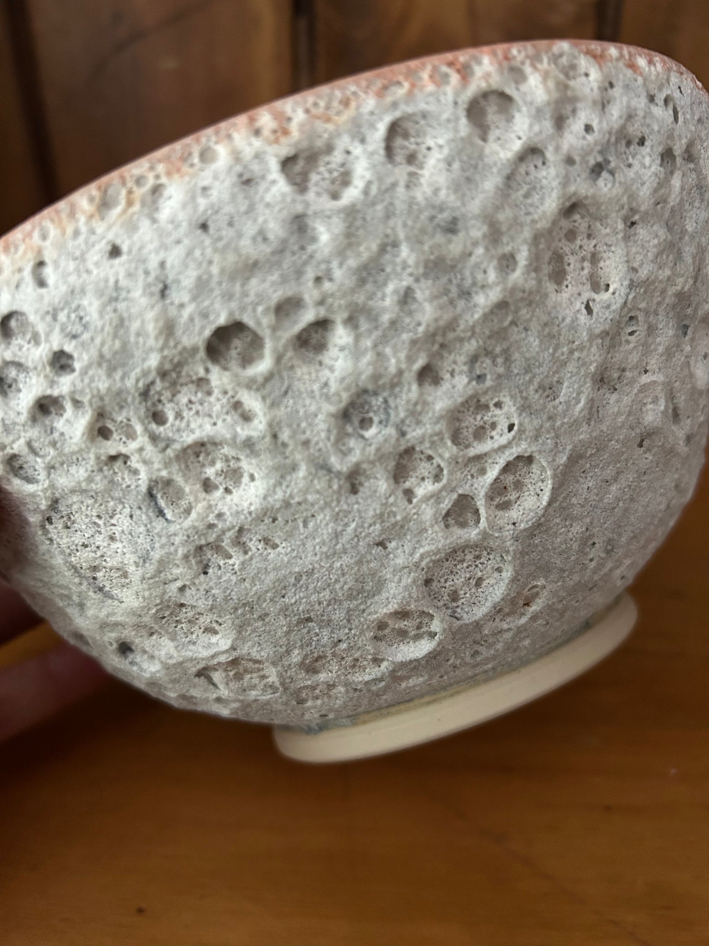 Pink "Lava" Glazed Serving Bowl