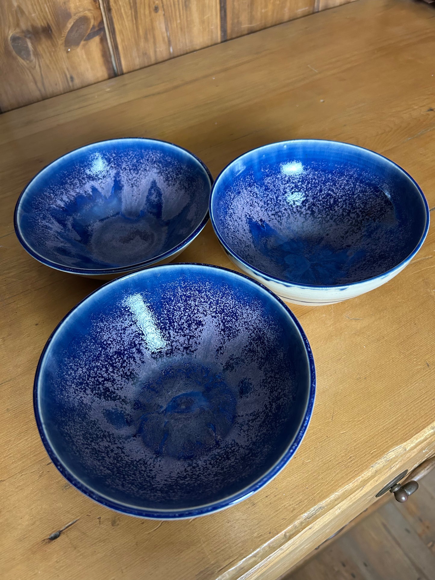 Small Blue Mottled Bowls