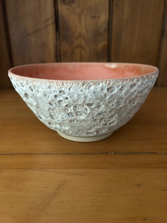 Pink "Lava" Glazed Serving Bowl