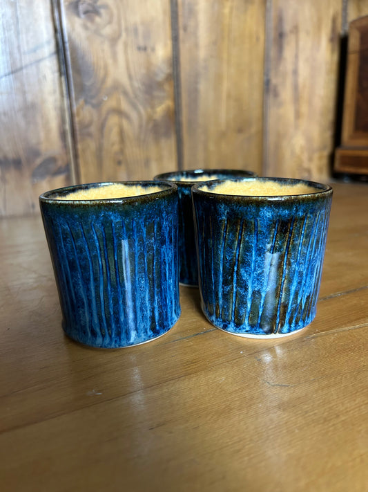 Blue Ribbed Beakers