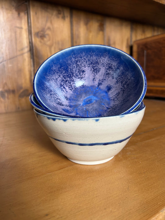 Small Blue Mottled Bowls