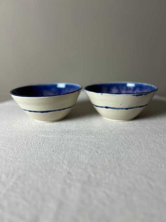 Small Blue Mottled Bowls