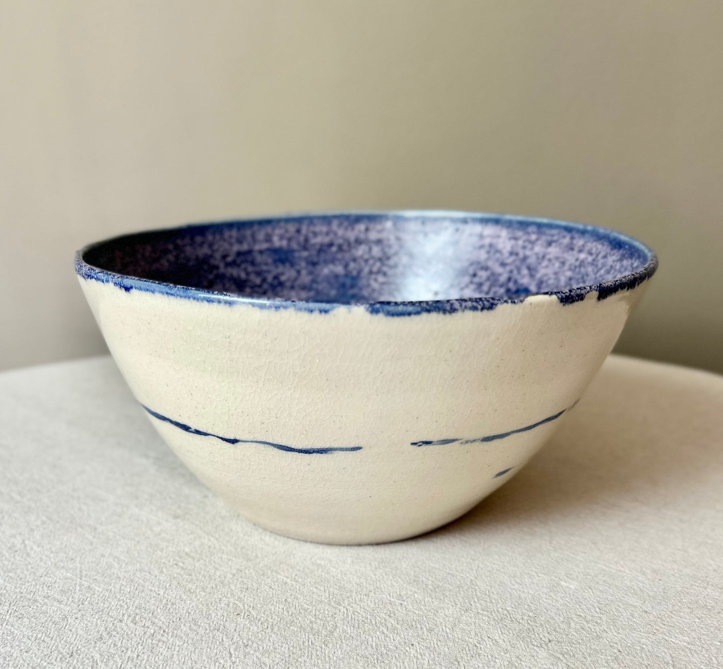 Mottled Blue Large Serving Bowl