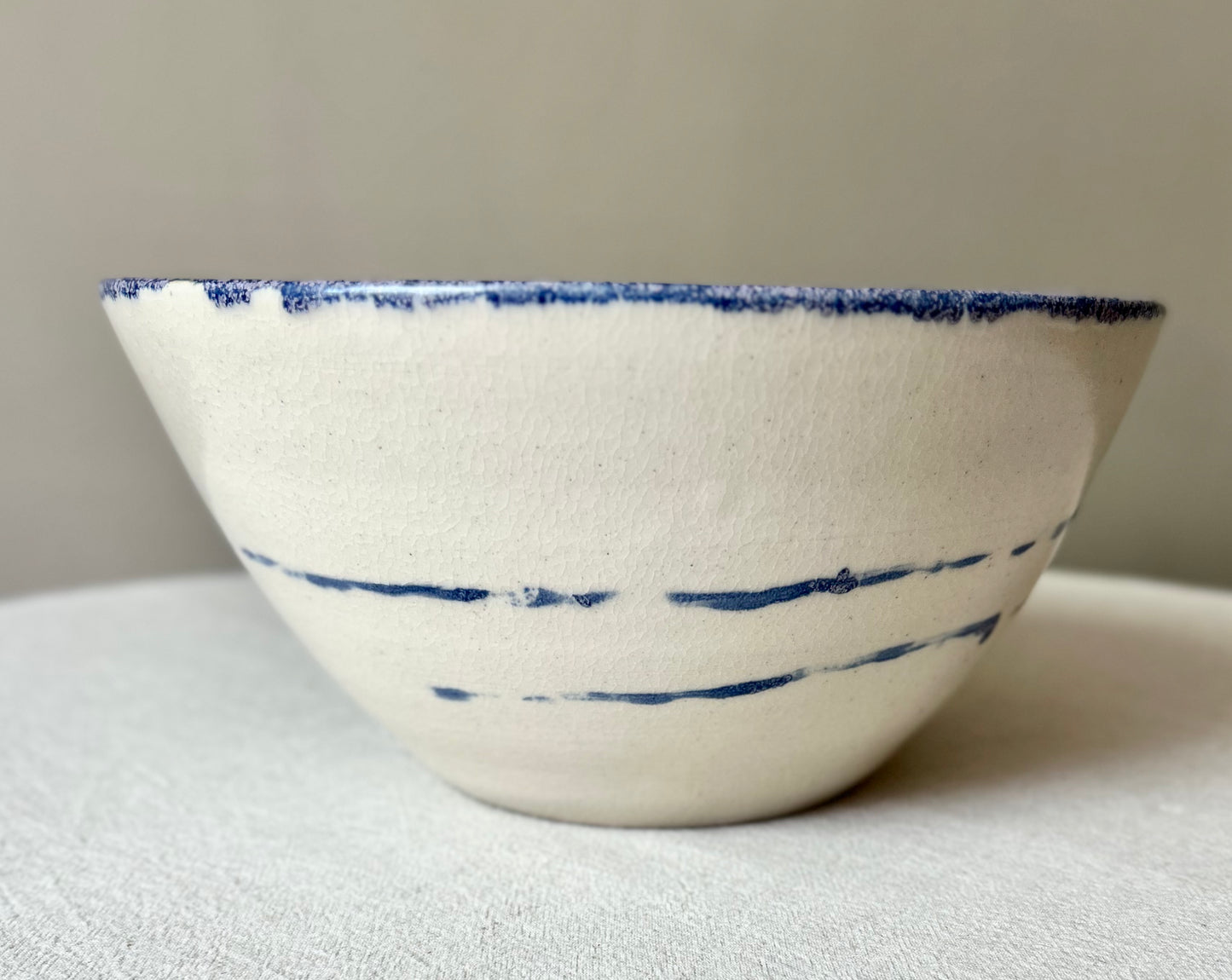 Mottled Blue Large Serving Bowl