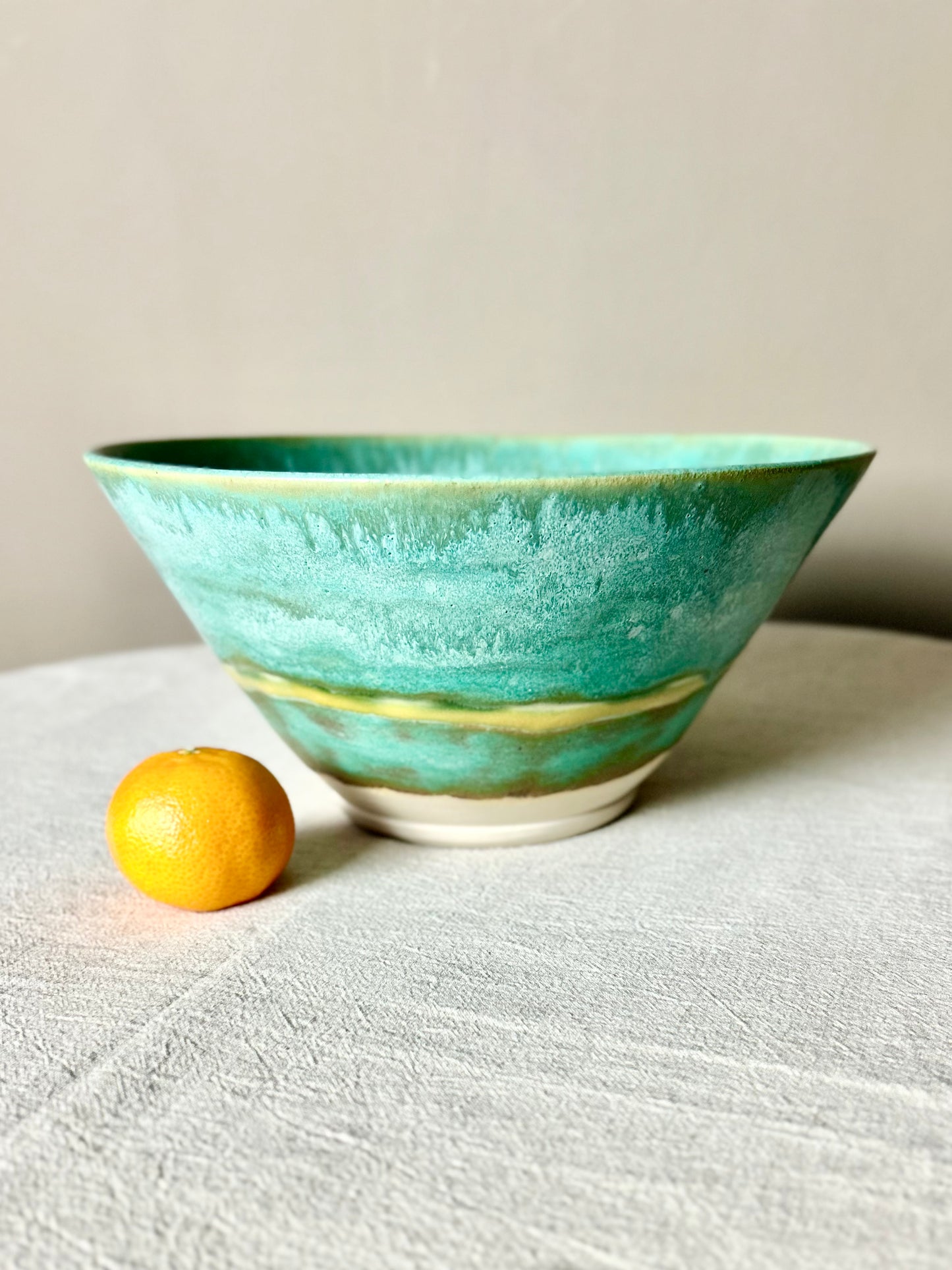 Large Mottled Green Serving Bowl