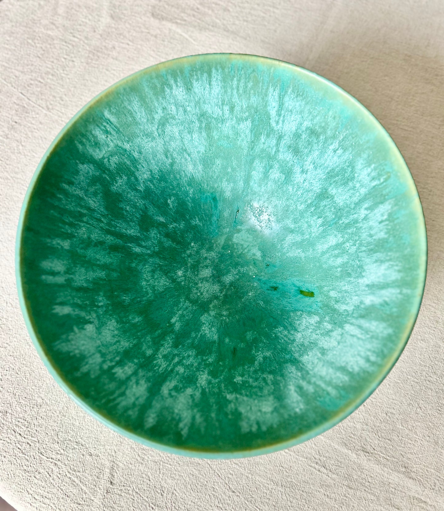 Large Mottled Green Serving Bowl