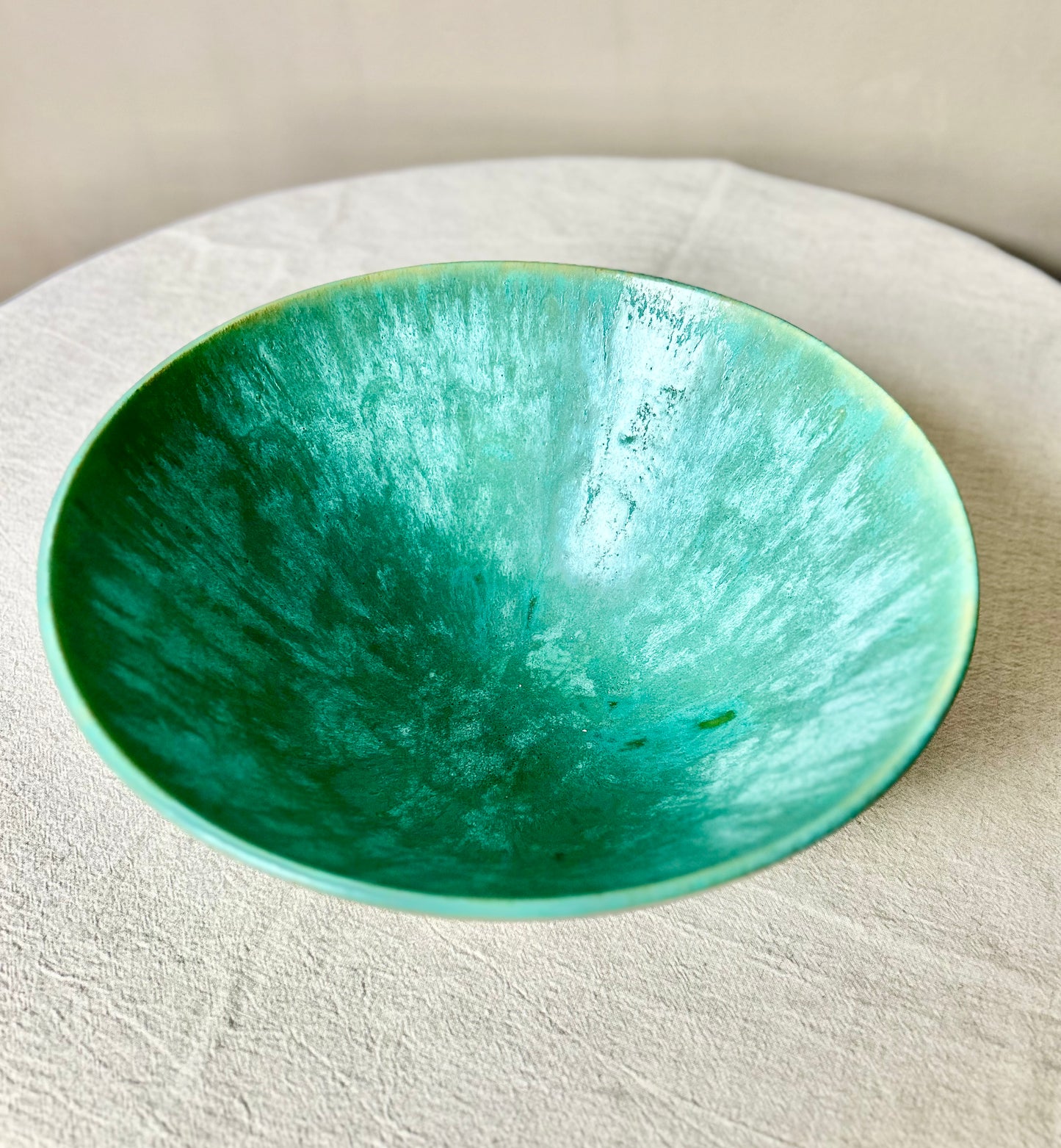 Large Mottled Green Serving Bowl