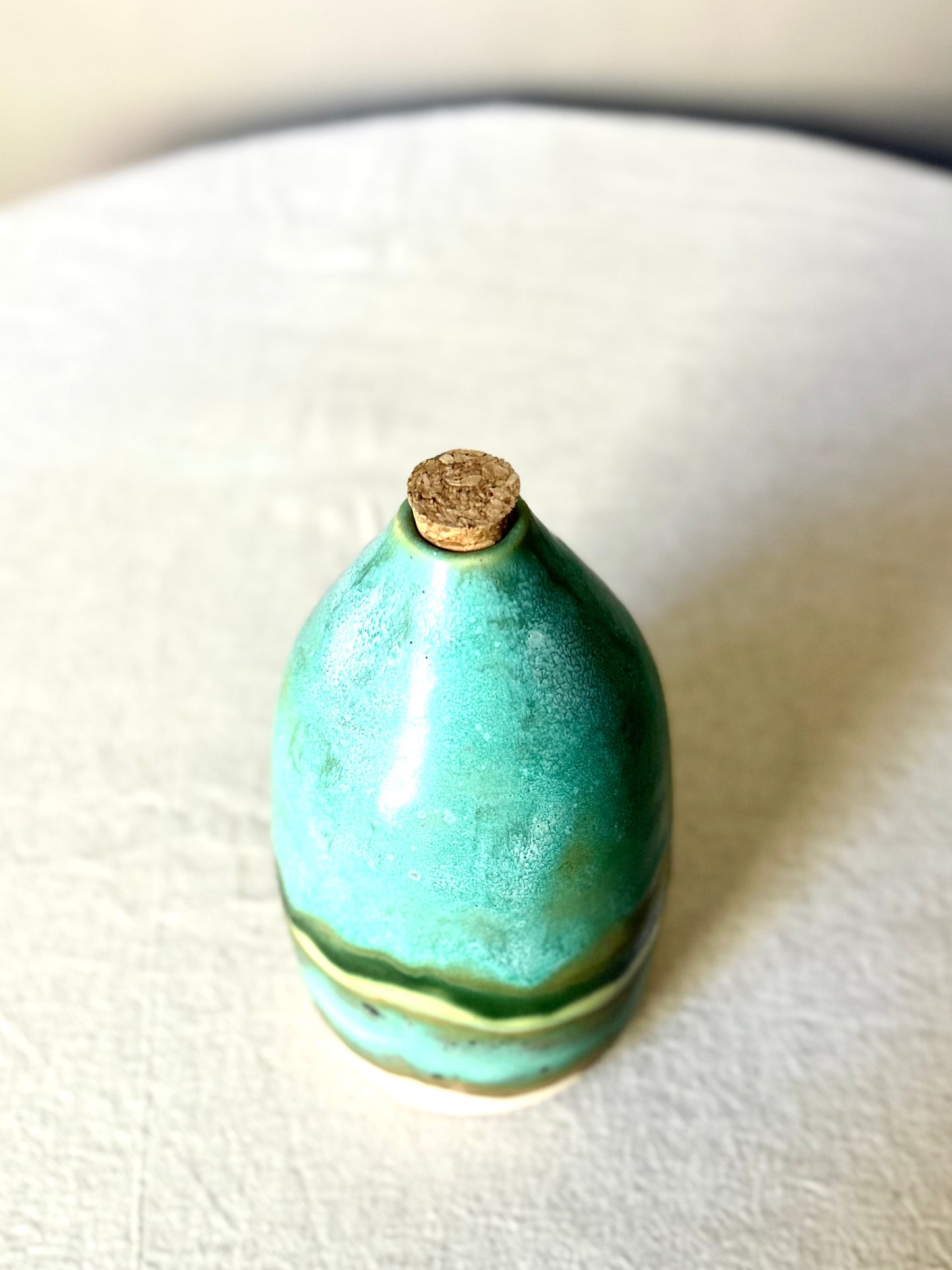 Corked Mottled Green Oil Bottles